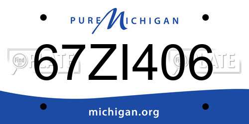 67ZI406 Michigan License Plate