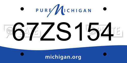 67ZS154 Michigan License Plate