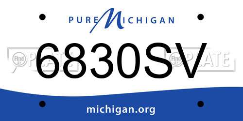 6830SV Michigan License Plate