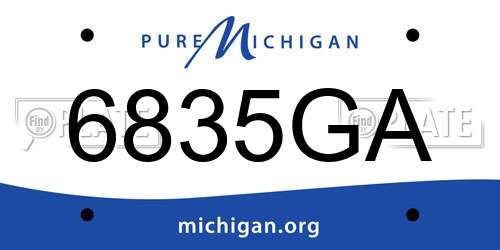 6835GA Michigan License Plate