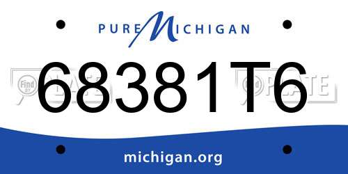 68381T6 Michigan License Plate