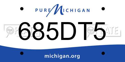 685DT5 Michigan License Plate