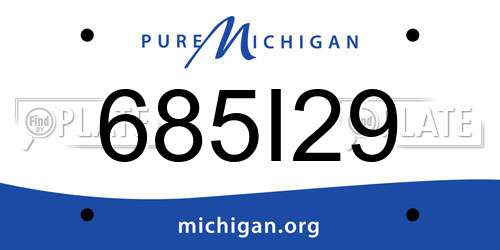 685I29 Michigan License Plate