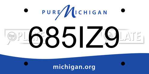 685IZ9 Michigan License Plate