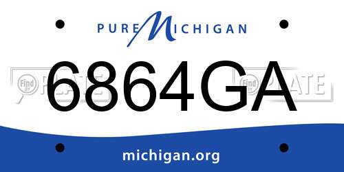 6864GA Michigan License Plate