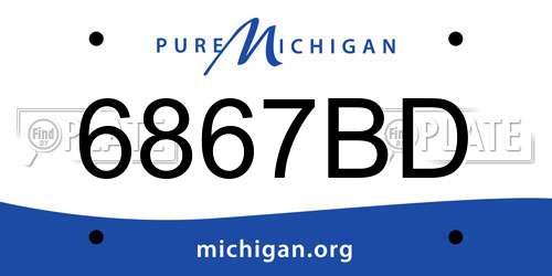 6867BD Michigan License Plate