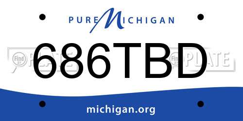 686TBD Michigan License Plate