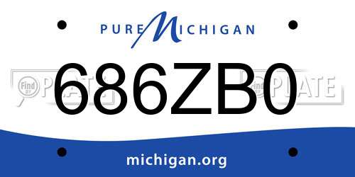 686ZB0 Michigan License Plate
