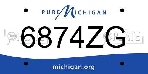 6874ZG Michigan License Plate