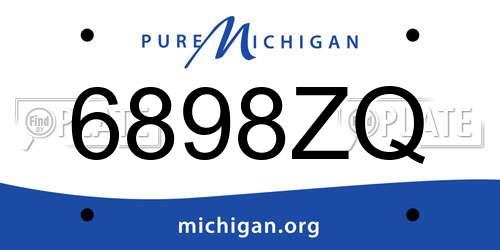 6898ZQ Michigan License Plate