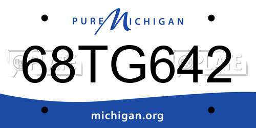 68TG642 Michigan License Plate