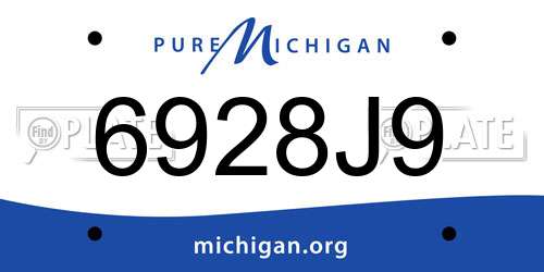 6928J9 Michigan License Plate