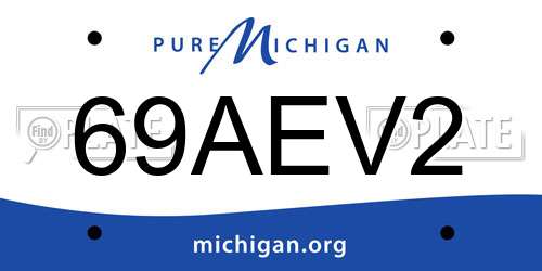 69AEV2 Michigan License Plate