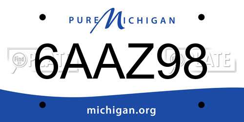 6AAZ98 Michigan License Plate