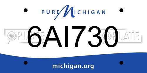 6AI730 Michigan License Plate
