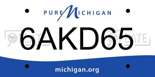6AKD65 Michigan License Plate