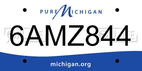 6AMZ844 Michigan License Plate