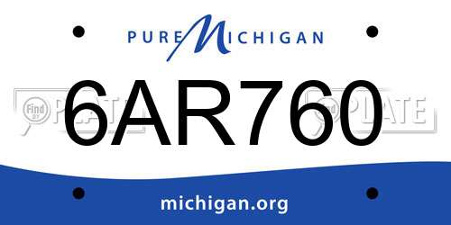 6AR760 Michigan License Plate