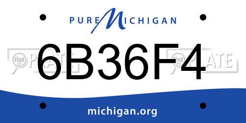 6B36F4 Michigan License Plate