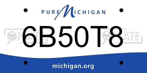 6B50T8 Michigan License Plate