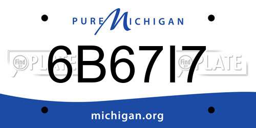 6B67I7 Michigan License Plate