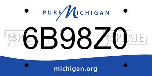 6B98Z0 Michigan License Plate