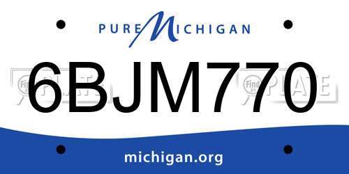6BJM770 Michigan License Plate