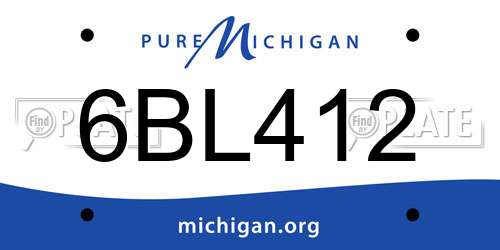 6BL412 Michigan License Plate