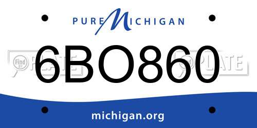 6BO860 Michigan License Plate