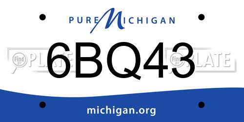 6BQ43 Michigan License Plate
