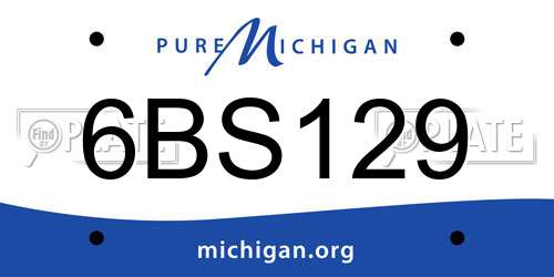 6BS129 Michigan License Plate