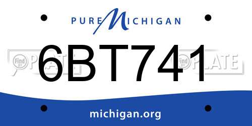 6BT741 Michigan License Plate