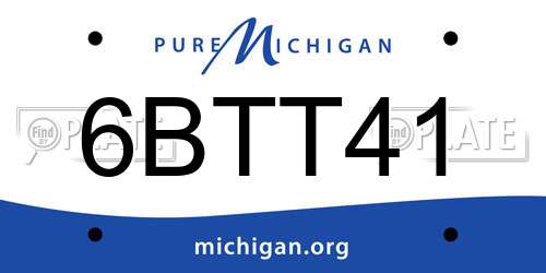 6BTT41 Michigan License Plate