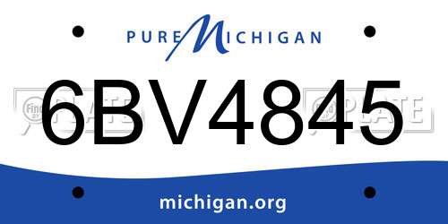 6BV4845 Michigan License Plate