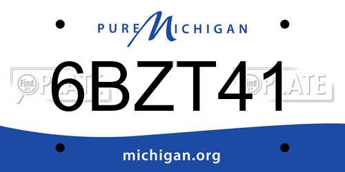 6BZT41 Michigan License Plate