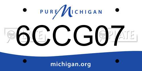 6CCG07 Michigan License Plate