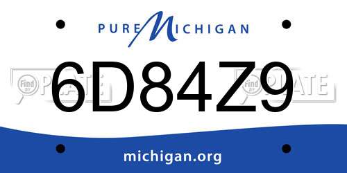 6D84Z9 Michigan License Plate