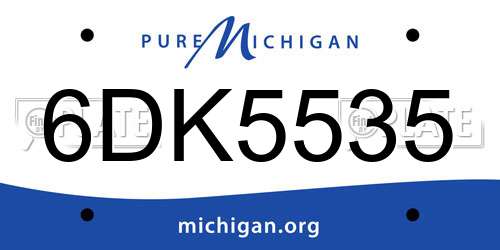 6DK5535 Michigan License Plate