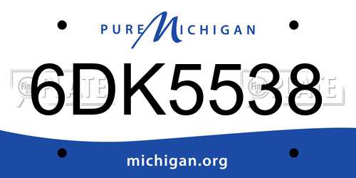 6DK5538 Michigan License Plate