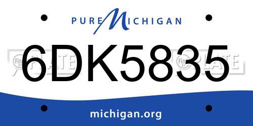 6DK5835 Michigan License Plate