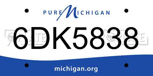 6DK5838 Michigan License Plate