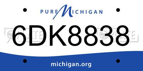 6DK8838 Michigan License Plate