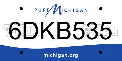6DKB535 Michigan License Plate