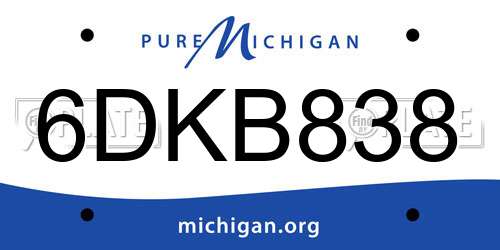 6DKB838 Michigan License Plate