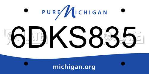 6DKS835 Michigan License Plate