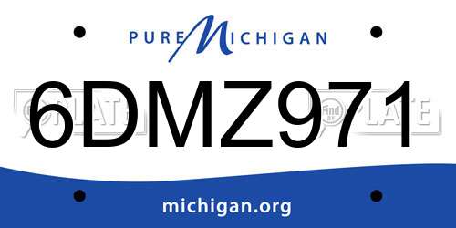 6DMZ971 Michigan License Plate