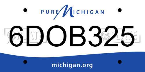 6DOB325 Michigan License Plate