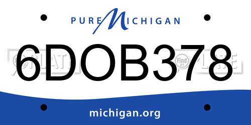 6DOB378 Michigan License Plate