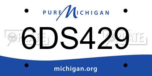 6DS429 Michigan License Plate