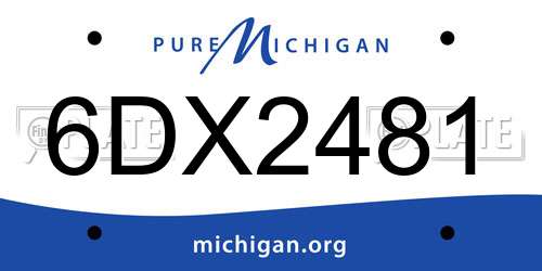 6DX2481 Michigan License Plate